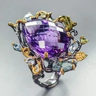37 ct+ Natural Amethyst tourmaline Ring 925 Sterling Silver Size 8 /R460189
