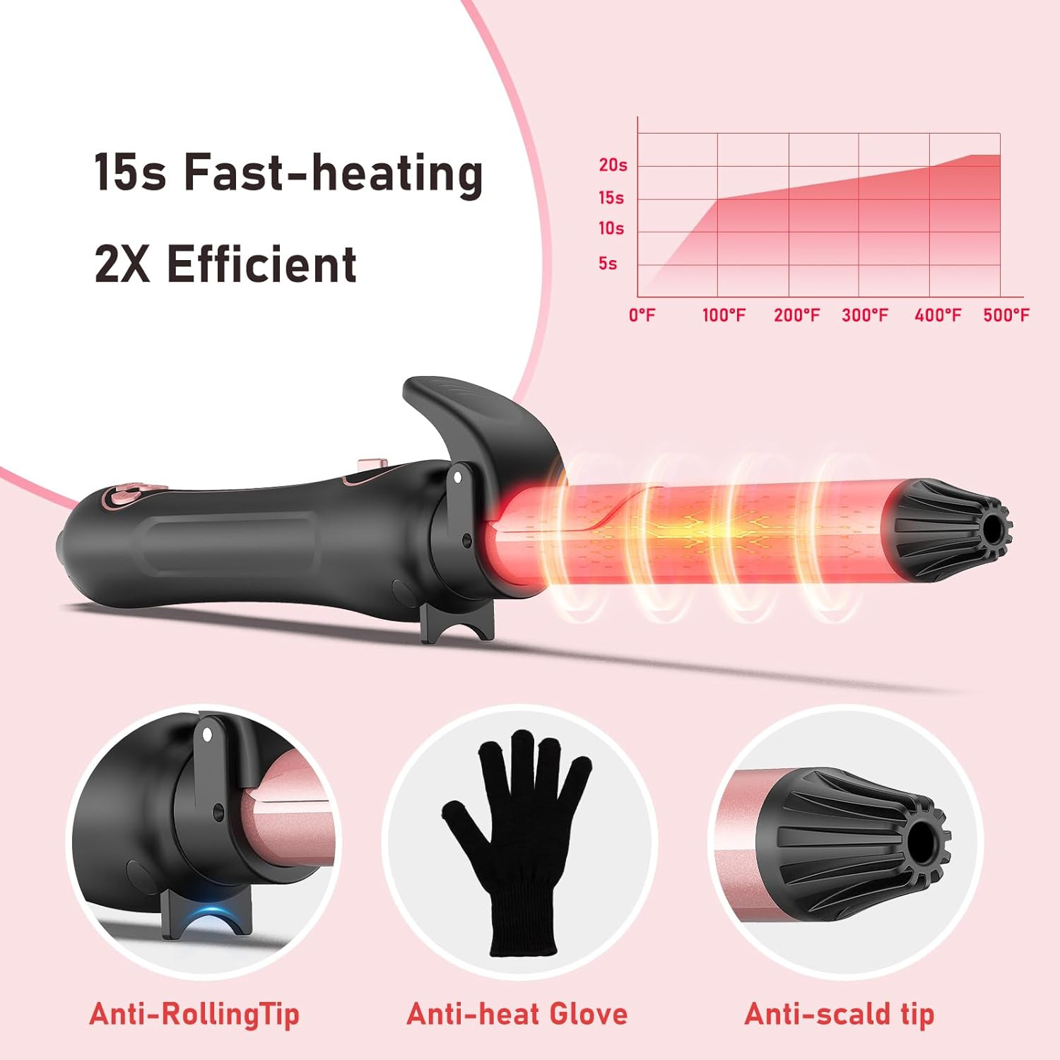Rotating Curling Iron 1 Inch - Automatic Curling Iron for All Hair Type, Fast...