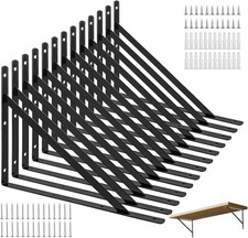 12Pcs Shelf Brackets Heavy Duty, 400X250Mm Wall Mounted Floating Shelf Bracket S