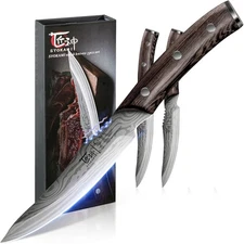 Steak Knives Set of 2, 4.8 Inch High End Japanese Style Fine Edge Meat Knife wit