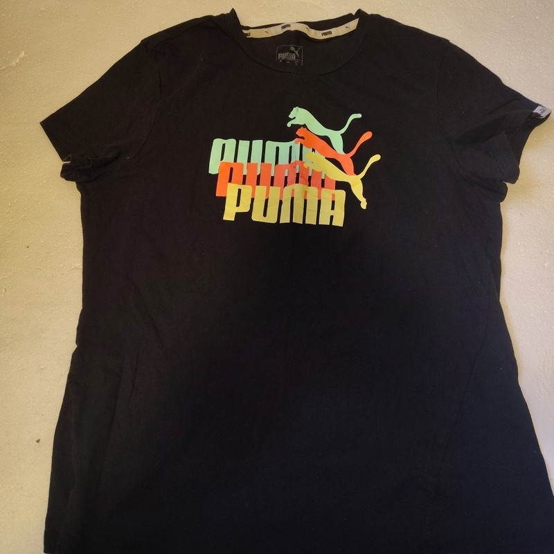 Puma Shirt Youth Size Extra Large XL Black Tee Short Sleeve Kids Graphic Retro