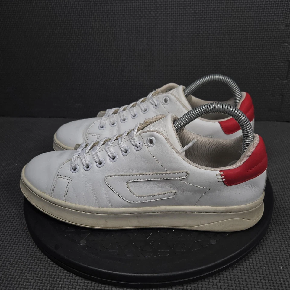Diesel S-Athene Low W Zapatos Mujer Talla 9 Blanco Rojo Cuero Tenis Informales Foto 3 de 4