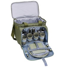 CI Sac Isotherme Pour 4 Personnes Olive Vaisselle Couverts Camping