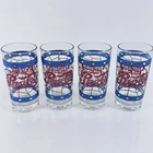 Vintage Pepsi Cola Glasses Set of 4 Tiffany Style Stained Glass Soda Advertising