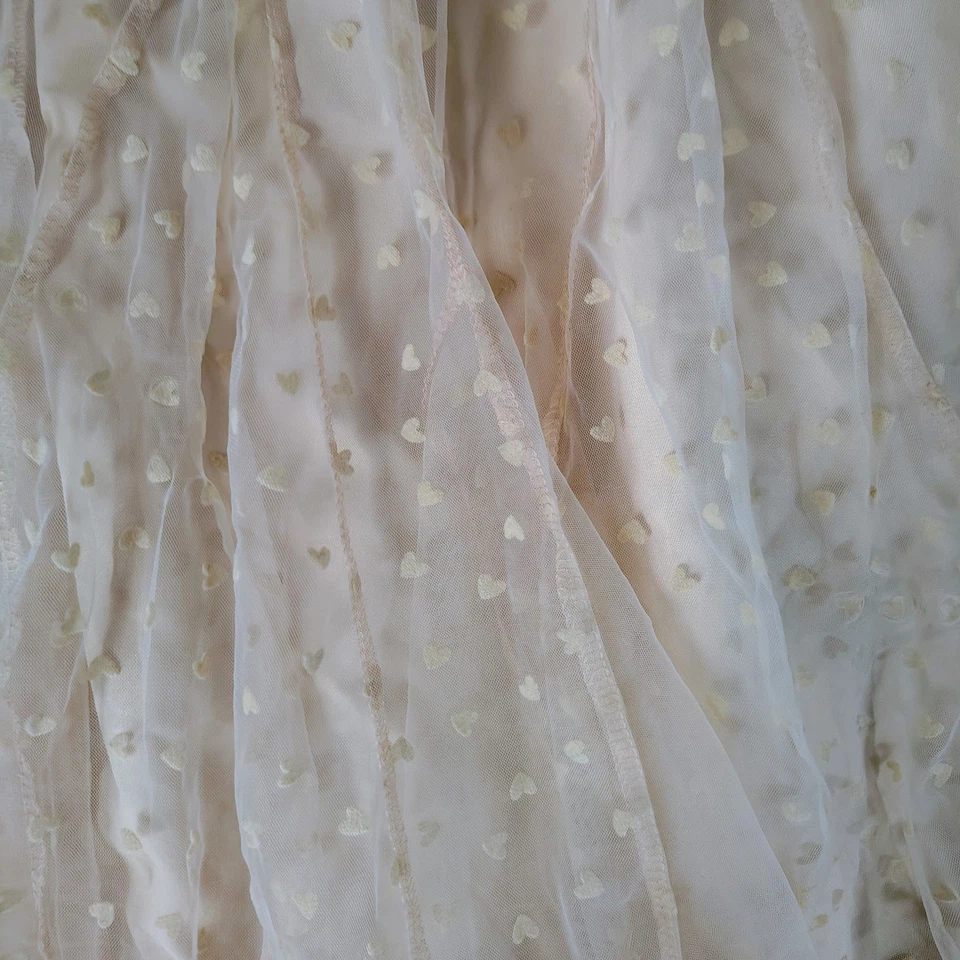 Falda midi para mujer beige de tul con estampado de corazón cintura elástica fluida y2k hada Foto 2 de 4