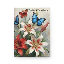 Butterfly Lily Illustration Hardcover Journal  Floral Notebook