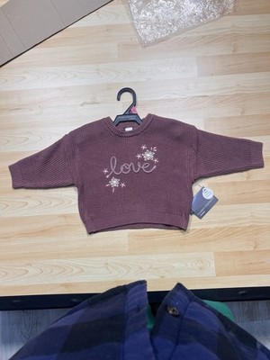 Modern Moments by Gerber Mauve Knit Pullover Sweater 18M Floral Love Long Sleeve