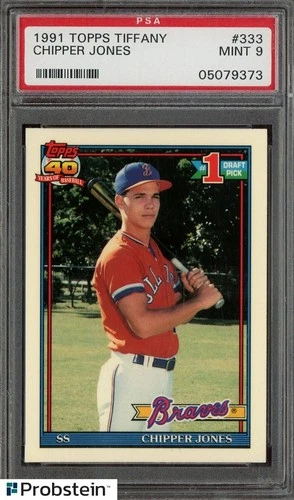 1991 Topps Tiffany #333 Chipper Jones Atlanta Braves RC Rookie HOF PSA 9 MINT