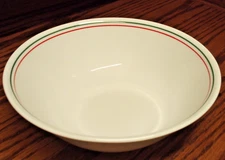 Corelle Winter Holly Large 8.5"x2.5" Serving Bowl White w/Green+ Red Bands   N27
