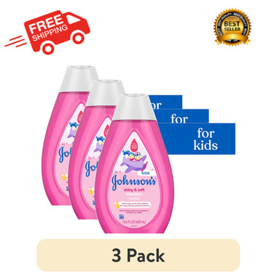 (3 pack) Johnson's Shiny & Soft Kids' Shampoo, Argan Oil, 13.6 fl. oz