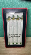 Vintage George Briard 4 Hand Blown Glass Stirrers Sticks, The Family Of 4 Ducks.