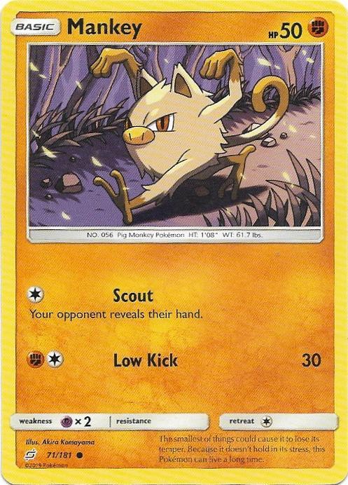 Mankey 71/181 Common Team Up Pokemon Near Mint