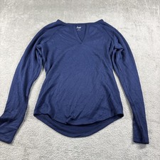 NWT Jenni Women's Split V-Neck Long-Sleeve Pajama Top Navy Size Small