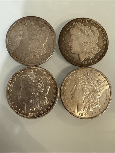 1891 P, CC, O, S MORGAN SILVER DOLLARS! COINS. 4 Coins! Carson City!