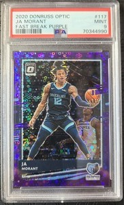 2020-21 Panini Donruss Optic Purple Fast Break Prizm /95 Ja Morant #117 Psa 9