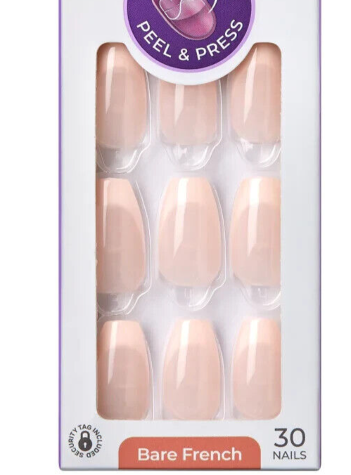 KISS IMPRESS PRESS ON FALSE NAILS ONE STEP MANICURE GENUINE FRENCH MEDIUM LENGTH
