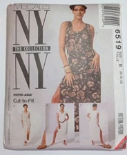 McCall's 6519 Sewing Pattern Misses' Stretch Knit Close Fit Sheath Dresses 8-12