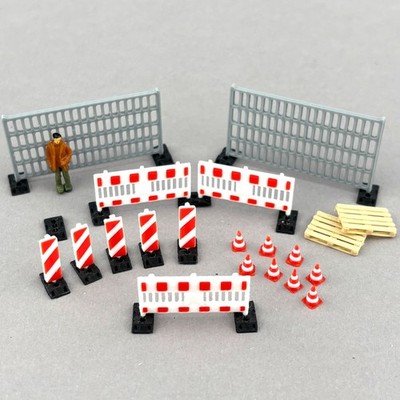 H0 Baustelle Set 1:87 Bauzaun Pylonen Warnbaken Paletten Modellbahn Diorama