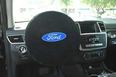 Seat Armour -Black Steering Wheel Cover w/ Ford Logo Embroidery SWA100FORB