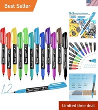 12 Pack Permanent Markers Assorted Colors- Ultra Fine - Waterproof Fade-Pro...