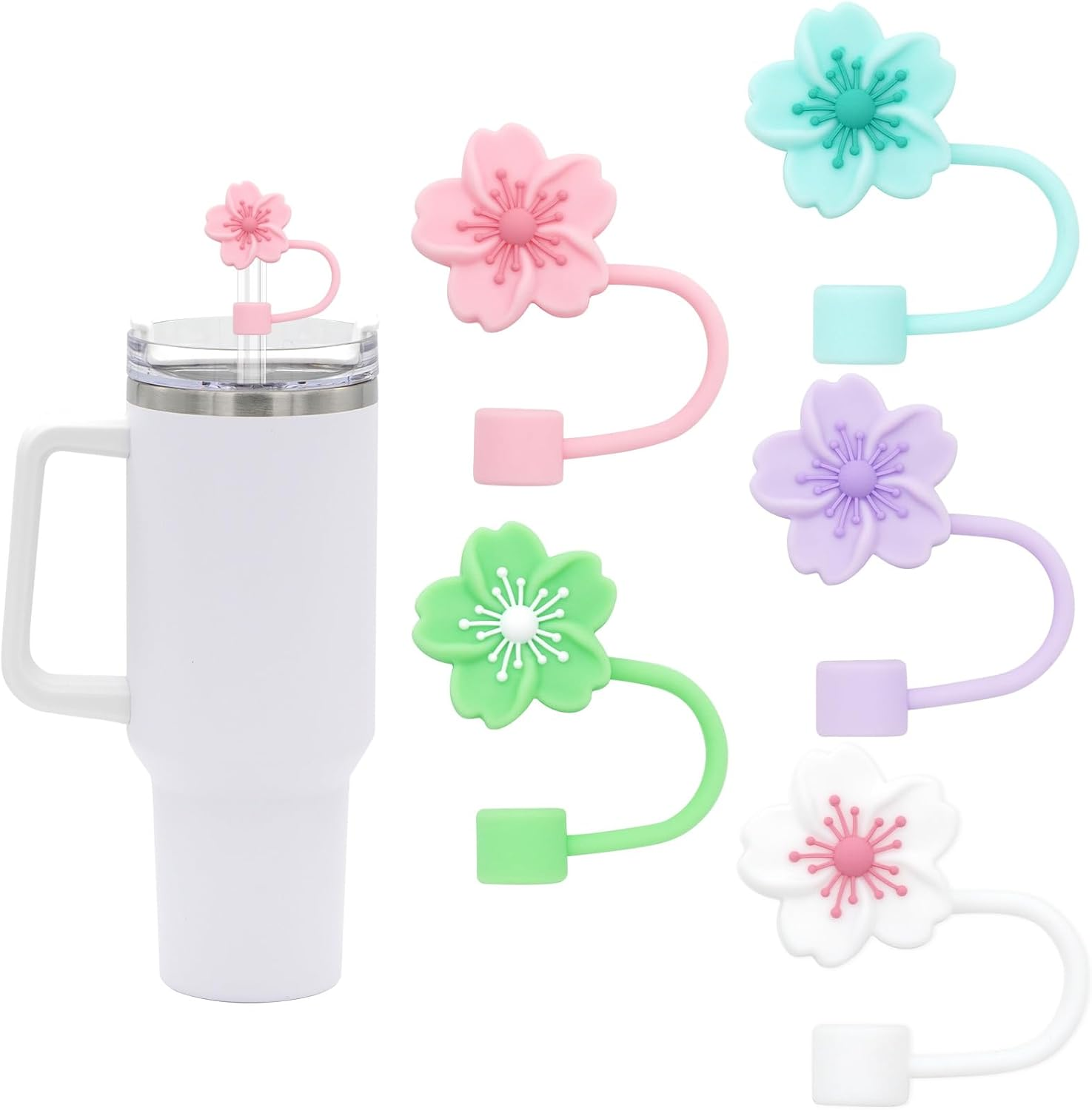 5Pcs Cute Silicone Straw Covers for Stanley 30 & 40 Oz Tumblers