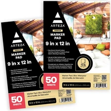 Marker Paper Pad 9x12 Drawing Pad 2 pack 50 Sheets Sketch Pads for Drawing fo...