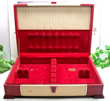 Antique  Sterling Silverplate Flatware Wooden Wood Storage Chest Case Box 12+