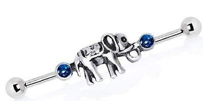 Industrial Barbell 316L Stainless Steel Lucky Elephant 1/2 14g