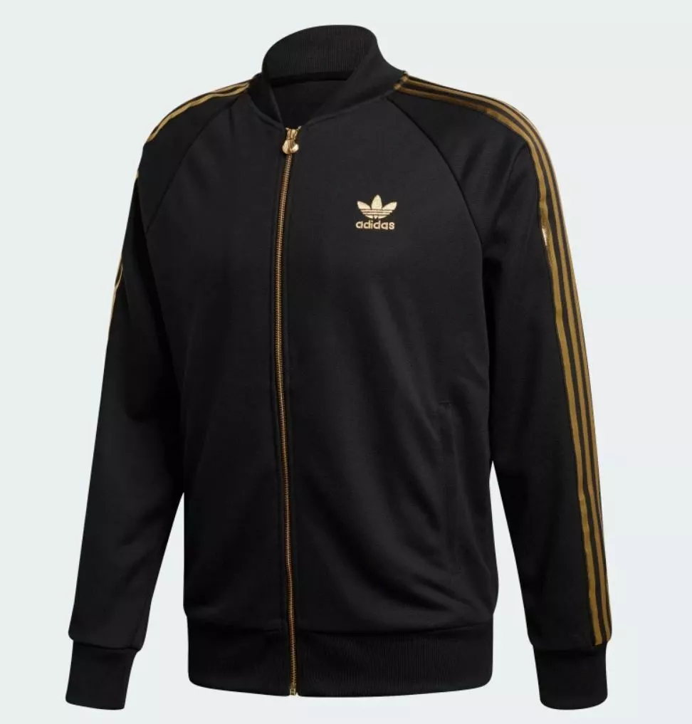 NEW MEN S ADIDAS ORIGINALS SUPERSTAR 24K TRACK JACKET MEDIUM BLACK GOLD RARE