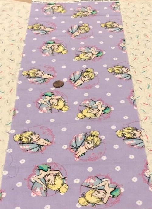 Tinkerbell *White Flowers*on Lavender *Springs Creative *100% Cotton *8" x  21" - Image 2 of 4