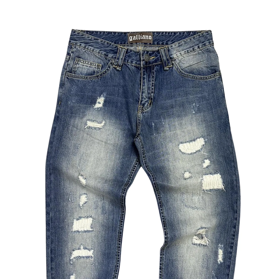 Pantalones de mezclilla azul envejecido Galliano vintage para hombre talla 33 Foto 2 de 4
