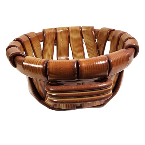 Italy Woven Rustic Pottery Ceramic Hand Painted Bread Fruit Bowl CARDINAL, INC - Picture 5 of 11