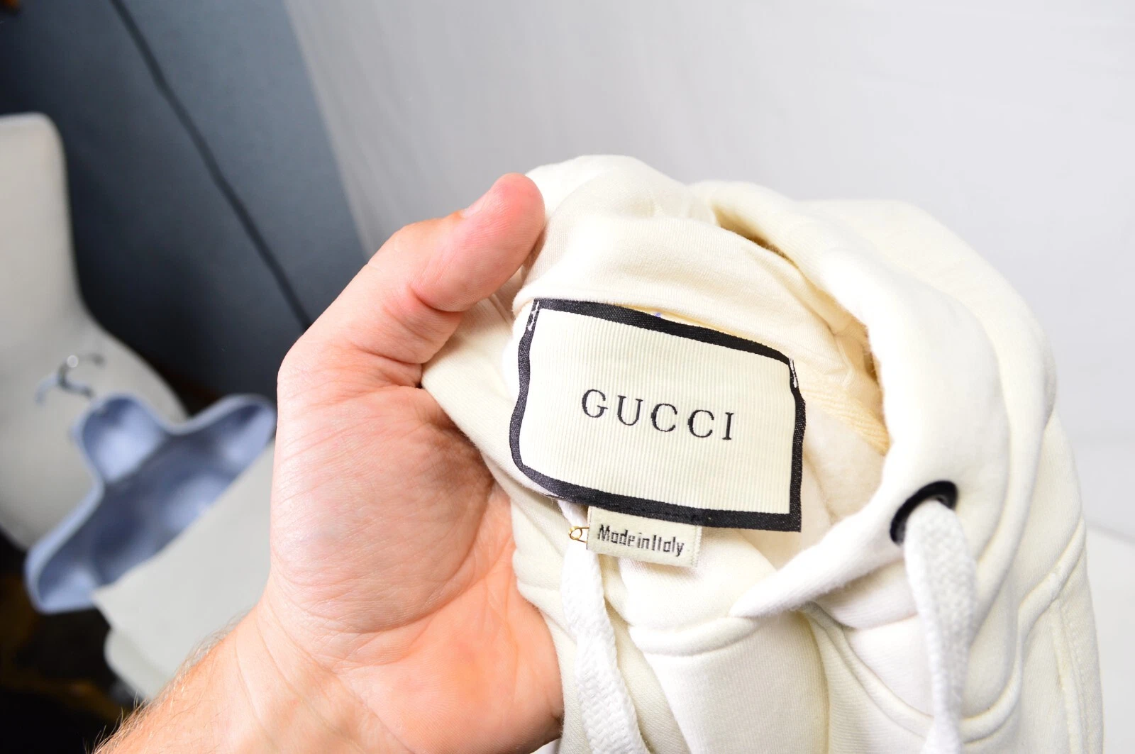 Felpa con Felpa con Felpa con Felpa con Felpa con Cappuccio Originale Gucci Logo Off Bianca Piccola MACCHIA AUTENTICA