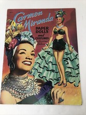 Libro da colorare vintage 1952 Carmen Miranda bambole di carta non tagliate