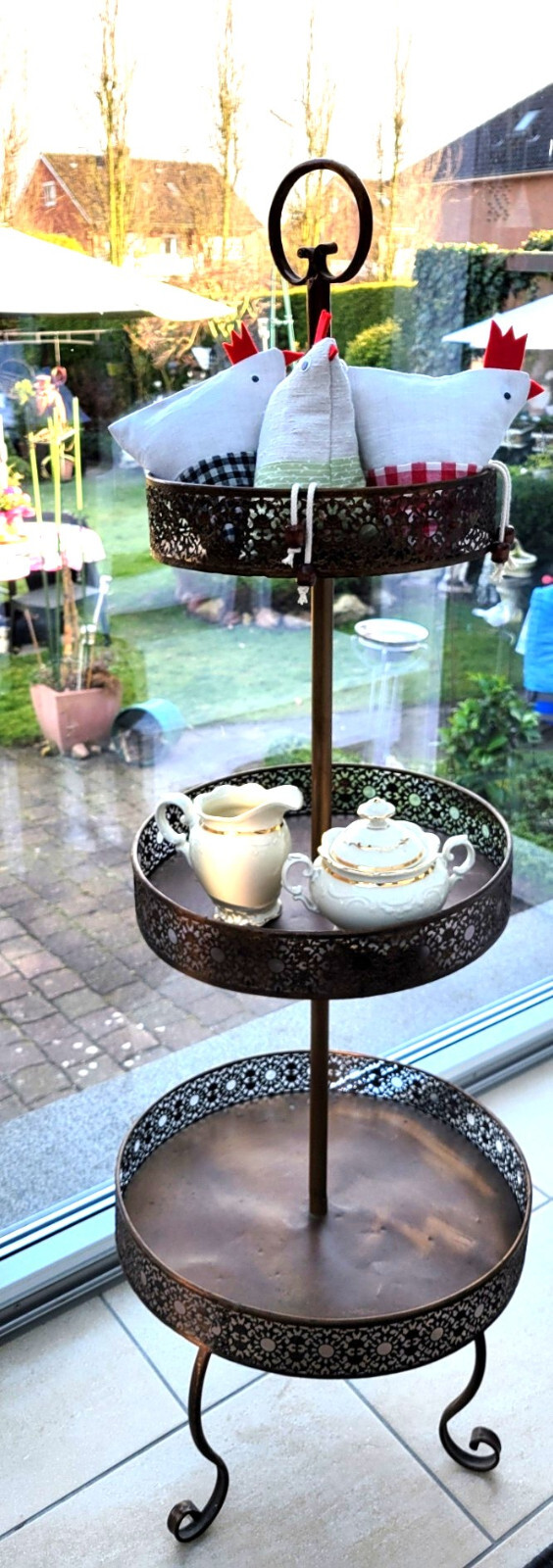 XXL - Metall-Etagere mit 3 Tellern - 120 cm hoch - Shabby - Vintage - zerlegbar