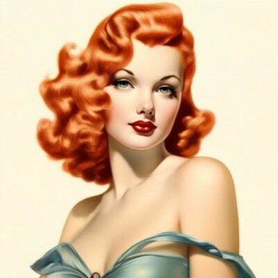 Alberto Vargas Redhead Pin Up Wall Art Print Vintage Glamour Decor