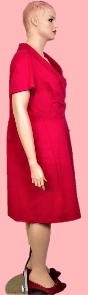 Vestido JULIAN TAYLOR 22W rojo manga corta calce/acampanado algodón/spandex lavado a máquina Foto 3 de 4