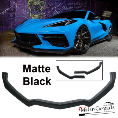 Matte Black Fits 2020-2025 Corvette C8 GM 5VM Style Front Bumper Lip Spoiler 2PC