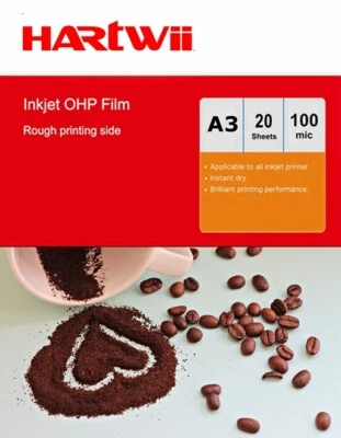 HARTWII A3 Inkjet OHP Film Overhead Projector Clear Film with White Strip - 20sheets