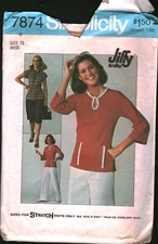7874 Vintage Simplicity SEWING Pattern Misses Jiffy Knit Skirt Pullover Top OOP