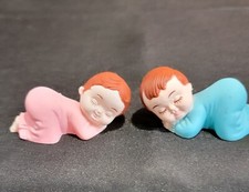 Pink  Blue Pajama Smiling Baby Girl Boy Sleeping Shower Cake Topper Decorative