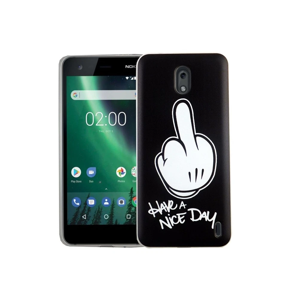 Nokia 2 Custodia Cover per Cellulare Protezione Protettiva Ciotola Paraurti Nero - Immagine 2 di 3