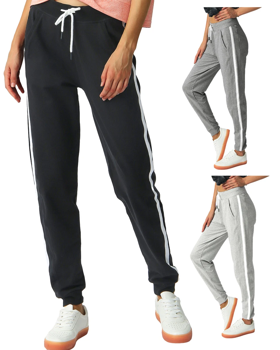 Women Joggers Pants Cotton Running Workout Stripes Pockets Lounge Sweatpants