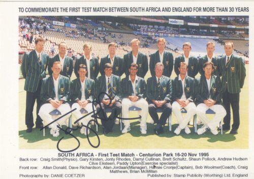 Signed Stamp Publicity South Africa 1995 Postcard by Jonty Rhodes
