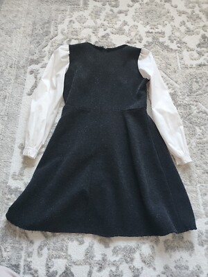 black shirt dress zara Basic WOMAN PRINTED White Xs Regular collar and sleeveless Country Concert one shoulder bridal dress Size:S (8)