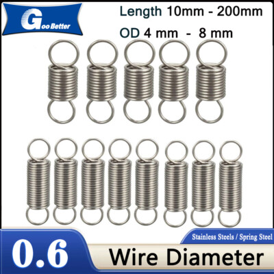 0.6mm 304 Stainless Steel Small Extension /Tension Spring with Closed Loop Hooks