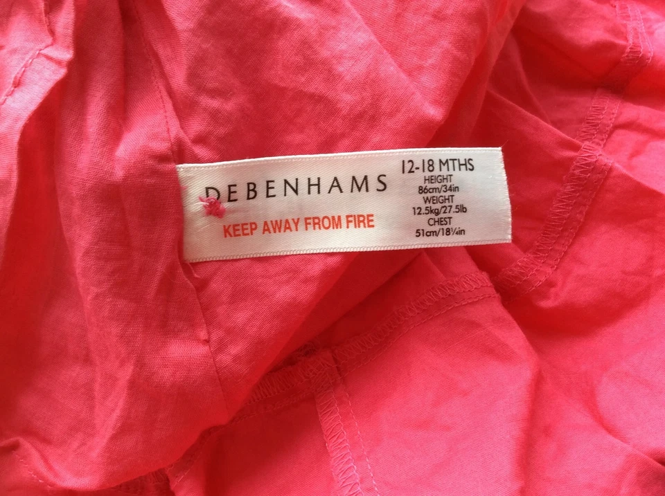 Tigerlily Vibrant Pink Summer Dress.  12-18 Months.  Sleeveless.  100% Cotton - Image 4 of 4