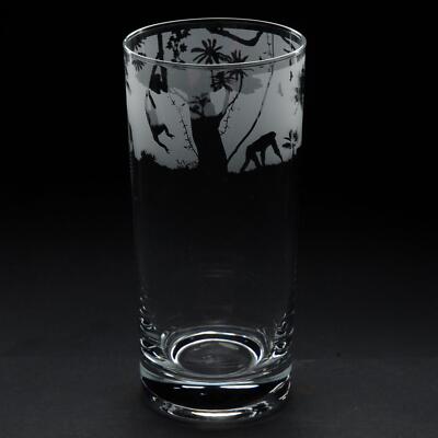 Highball Glass Decorated Monkey Sandblast Animal Drinking Tumbler Gift Box Animo