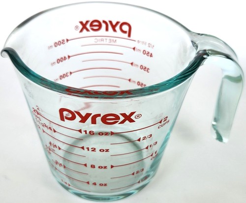 Pyrex 2 CUP Glass Clear MEASURING CUP Mixing Pouring Storing Stirring USA made - Picture 2 of 7