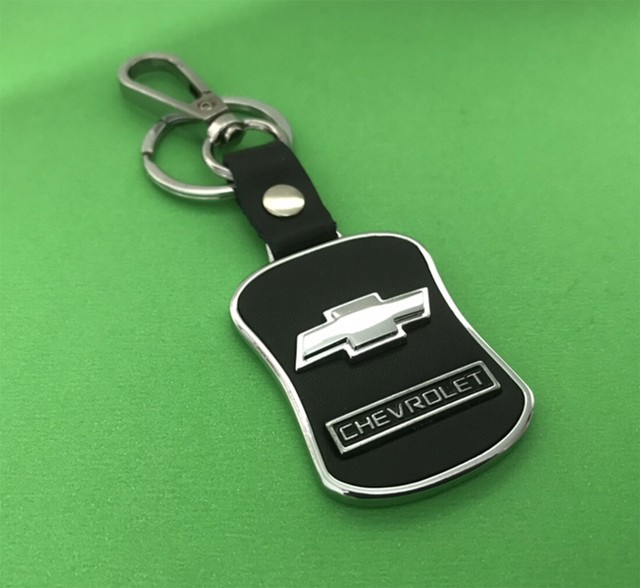 Key Chain Chevy Chevrolet Metal Alloy Car Black Leather ...